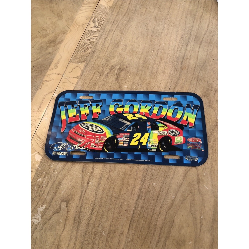 1996 NASCAR JEFF GORDON #24 Licence Plate Made in U.S.A. By WINCRAFT
